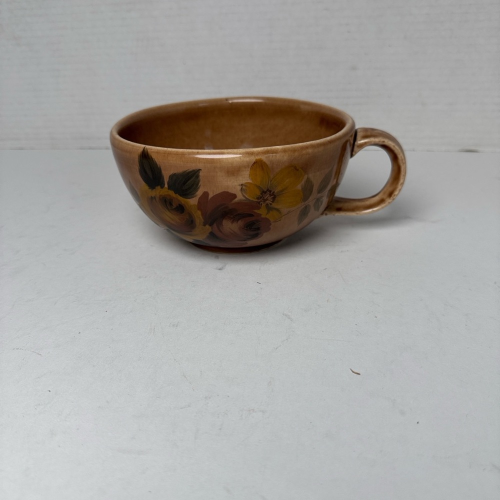McCOY Vintage Floral Brown Ceramic Mug‎ Soup Bowl EUC